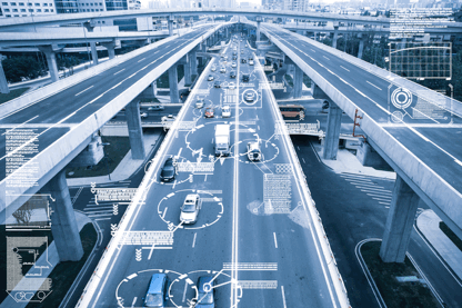 cars on motorway bridge 